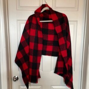 LAST CALL Scarf Wrap Shawl BUFFALO PLAID Red Black 26x72 Scarves Check